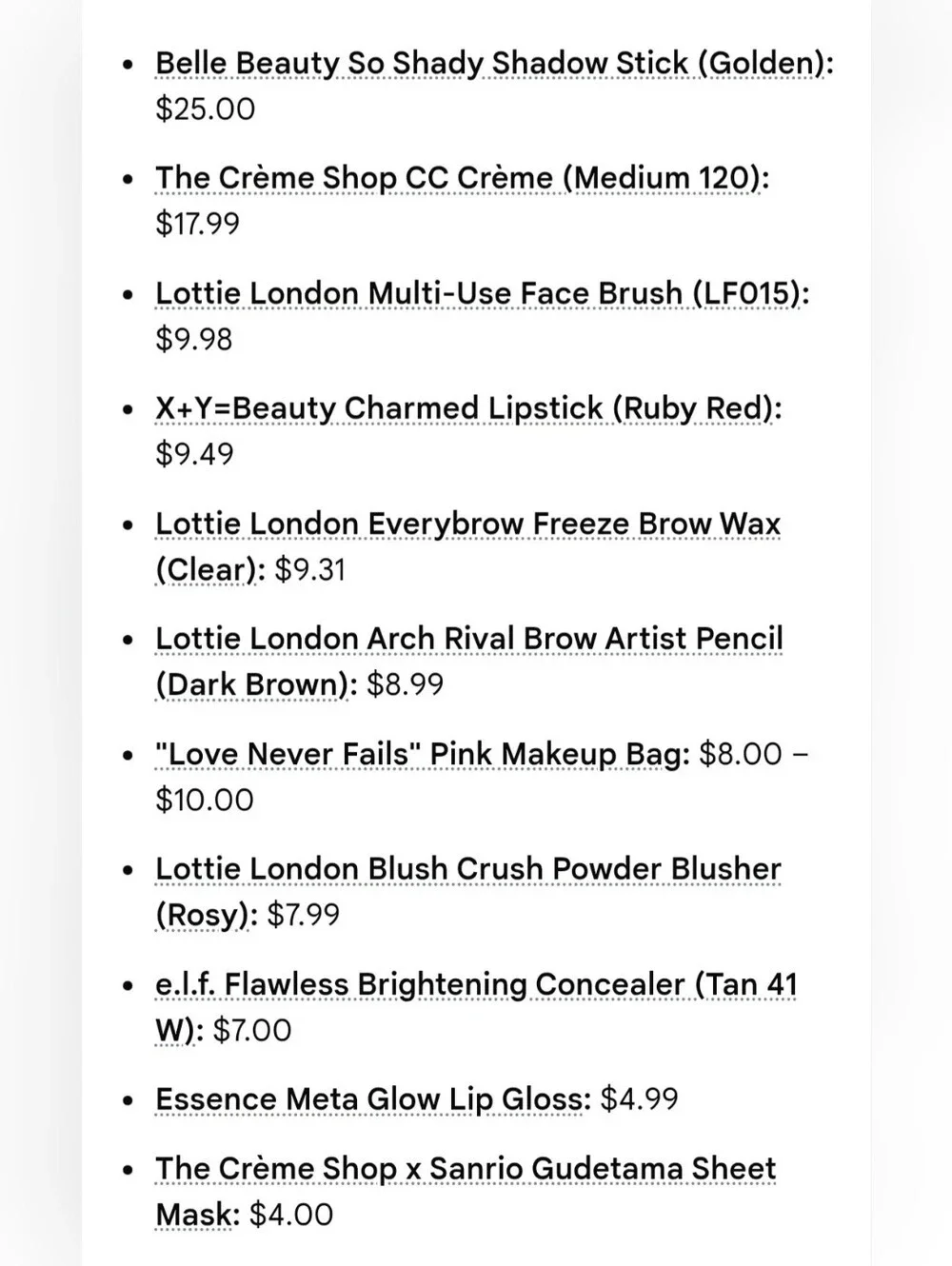 15-Pc Pink Glam & Glow Beauty Bundle- Lottie London, Crème Shop + Pink Heart Bag